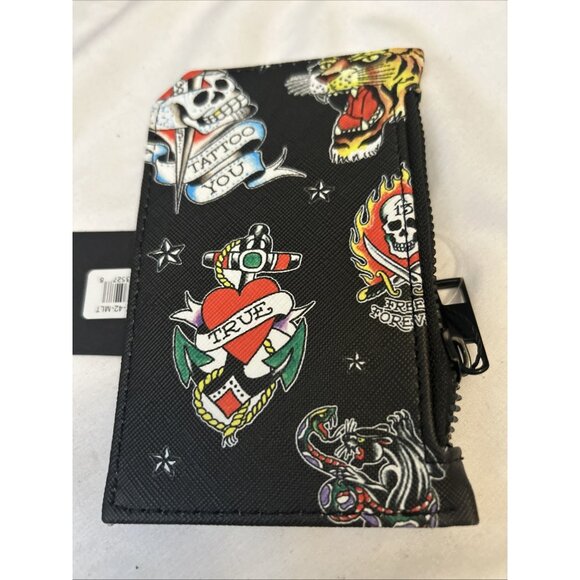 ED HARDY ID CARD CASE Coin Bag W/zipper Tattoo Colorful Love Kills Slow Try - Picture 4 of 10